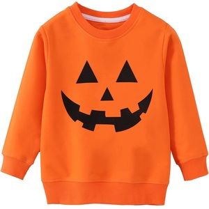 Orange Pumpkin Face Long Sleeve Sweatshirt